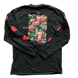 Empyre Surplus Large Black Red Rose Long Sleeve Tee Shirt
